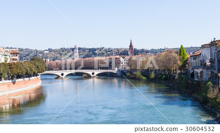 view of Ponte della vittoria of Adige river view of Ponte della vittoria of Adige river 30604532