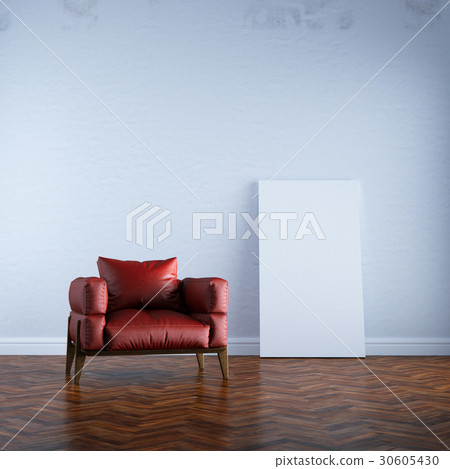 3d render red armchair in white interior mock up 3d render red armchair in white interior mock up 30605430