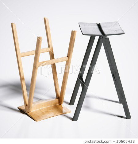 Wooden chairs with their shadows on the white Wooden chairs with their shadows on the white 30605438