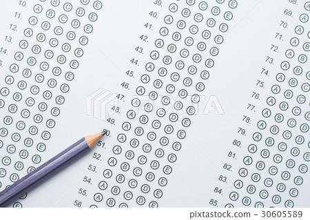 Standardized test form with answers bubbled  30605589