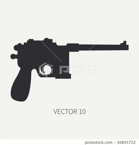 Silhouette. Line flat vector military icon handgun Silhouette. Line flat vector military icon handgun 30605722