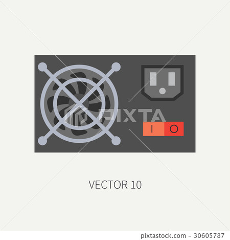 Plain flat color vector computer part icon power 30605787