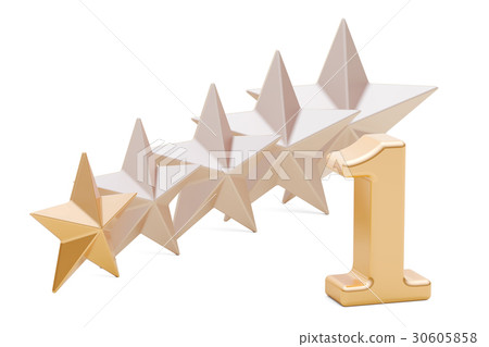 1 stars rating concept, 3D rendering 30605858