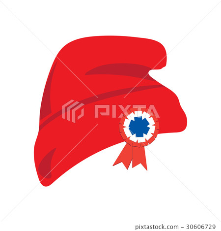 Phrygian cap also known as red liberty hat with red white and blue cockade. Phrygian cap also known as red liberty hat with red white and blue cockade. 30606729