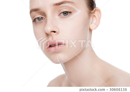 Beauty fashion model with creative lines makeup 30608138