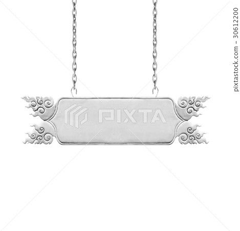 Empty traditional signboard with chain isolated  30612200