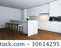 3d render white contemporary kitchen in big house 30614295