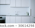 3d render white modern kitchen closeup 30614298