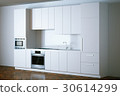 3d render white contemporary kitchen in interior  30614299