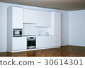 3d render white contemporary kitchen 30614301