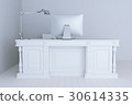 3d render white office interior with big lamp 30614335