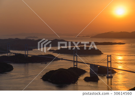 [Setouchi Shimanami Kaido] Evening view of Kurushima Kaikyo Bridge 30614560
