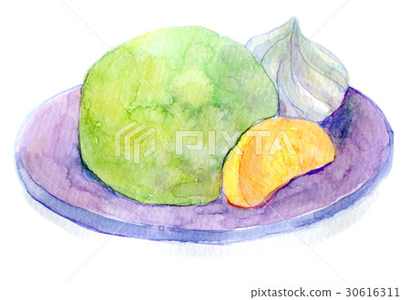 水彩插畫套房抹茶 30616311