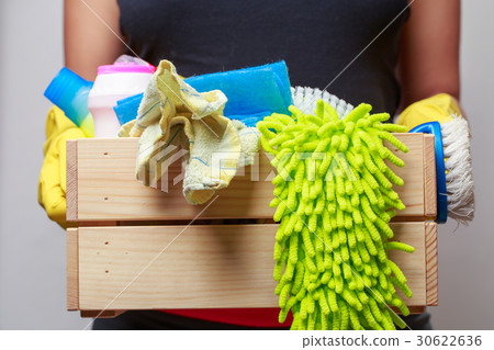 Man holding box of rags Man holding box of rags 30622636