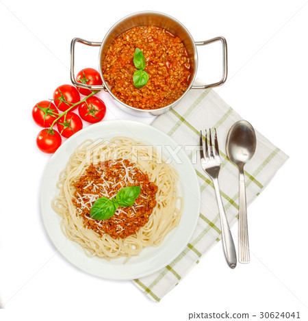 Spaghetti bolognese on a white plate Spaghetti bolognese on a white plate 30624041