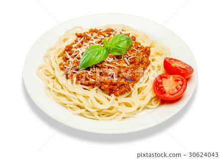 Spaghetti bolognese on a white plate Spaghetti bolognese on a white plate 30624043