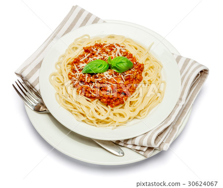 Spaghetti bolognese on a white plate Spaghetti bolognese on a white plate 30624067
