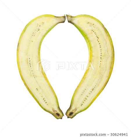 Banana in heart shape isolated on white background Banana in heart shape isolated on white background 30624941