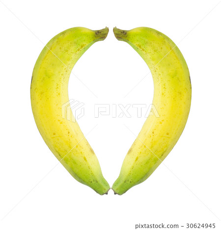 Heart shape from slice banana isolated on white 30624945
