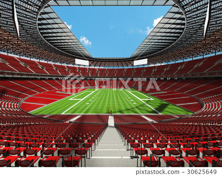 Modern American football stadium with read seats 30625649