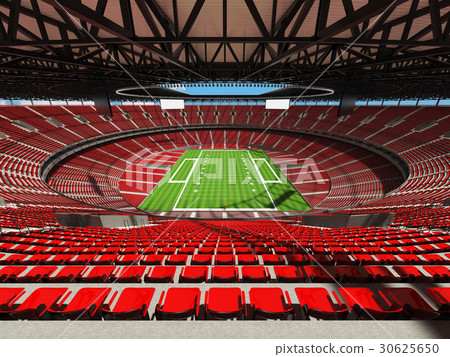 Modern American football stadium with read seats 30625650