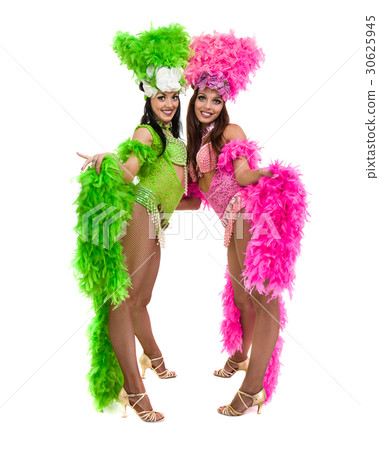 two carnival dancer women dancing against isolated two carnival dancer women dancing against isolated 30625945