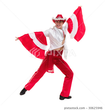 Dancing man wearing a toreador costume. Isolated 30625946