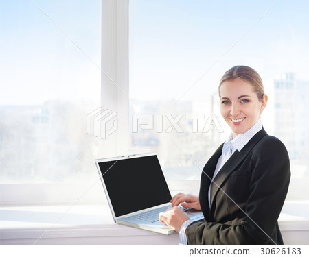 Young pretty business woman with notebook Young pretty business woman with notebook 30626183