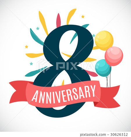 Anniversary 8 Years Template with Ribbon Vector Anniversary 8 Years Template with Ribbon Vector 30626312