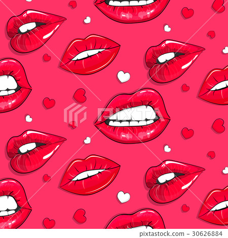 Vector pink lips pattern. Abstract modern lipgloss 30626884