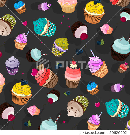 Vector sweet food pattern. Cupcake delicious 30626902