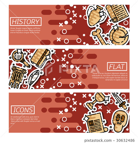 Set of Horizontal Banners about history 30632486