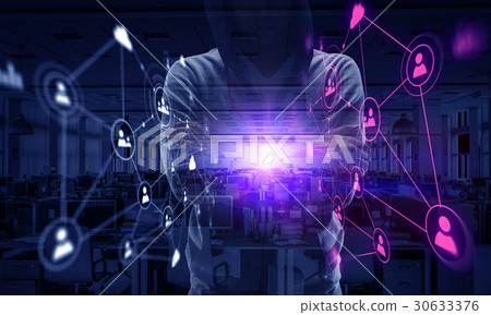 Be aware of hacker attack. Mixed media 30633376