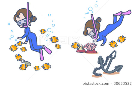 在水下游泳與魚 30633522