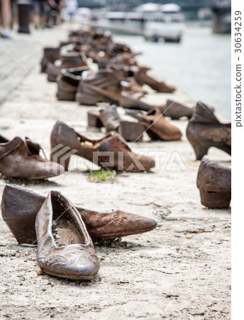 Shoes on the Danube bank, memorial in Budapest Shoes on the Danube bank, memorial in Budapest 30634259