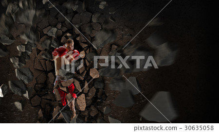 Young boxer man . Mixed media Young boxer man . Mixed media 30635058