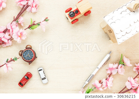 Top view business office desk concept. . 30636215