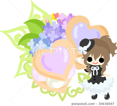 Cute girl and hydrangea's cookie sandwich Cute girl and hydrangea's cookie sandwich 30636697