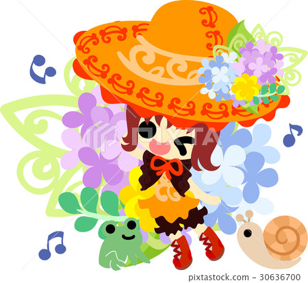 可愛的小女孩和繡球花帽子 可愛的小女孩和繡球花帽子 30636700