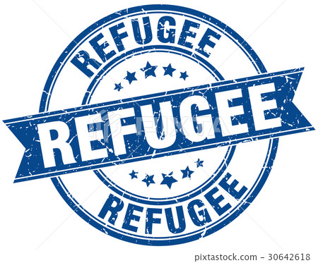 refugee round grunge ribbon stamp refugee round grunge ribbon stamp 30642618
