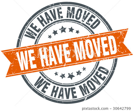 we have moved round grunge ribbon stamp 30642799