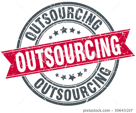 outsourcing round grunge ribbon stamp outsourcing round grunge ribbon stamp 30643107