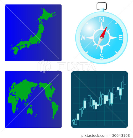 彩色的圖標地圖方位針股票 彩色的圖標地圖方位針股票 30643108