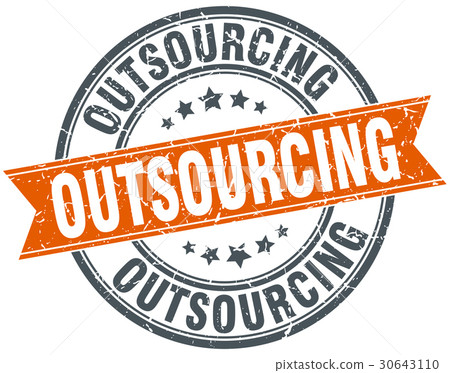 outsourcing round grunge ribbon stamp outsourcing round grunge ribbon stamp 30643110