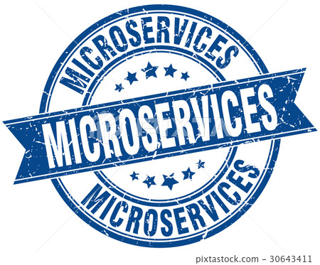microservices round grunge ribbon stamp 30643411