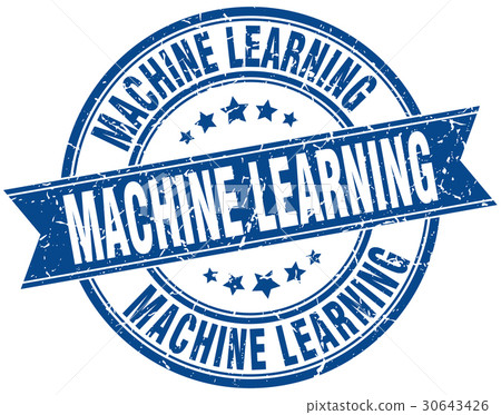 machine learning round grunge ribbon stamp 30643426
