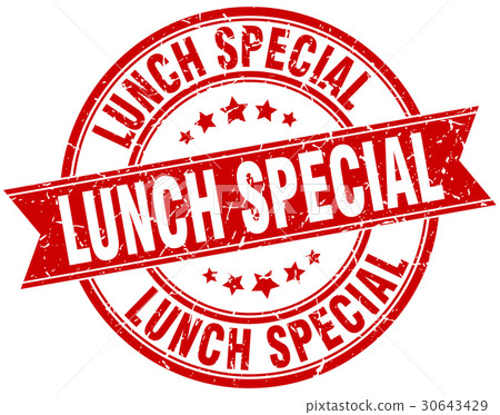 lunch special round grunge ribbon stamp 30643429