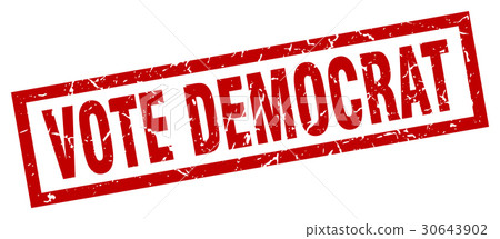 square grunge red vote democrat stamp 30643902