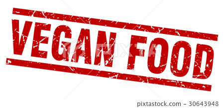 square grunge red vegan food stamp - Stock Illustration [30643948] - PIXTA