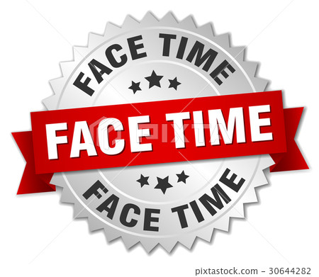 face time round isolated silver badge 30644282